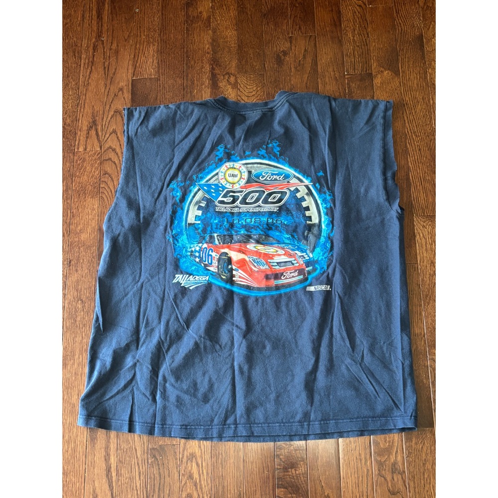 Vintage 2006 NASCAR Ford 500 Talladega T Shirt XL Cut Off Sleeveless USA Navy